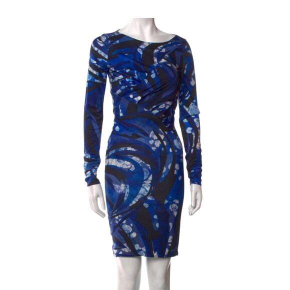 emilio pucci blue dress Blue / 4 Emilio Pucci Blue Black and White Turquoise Jersey Dress sz 4